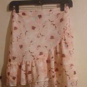 Express Peach and Brown Floral Skirt